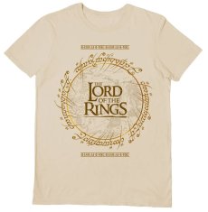 CurePink Unisex tričko Lord Of The Rings|Pán prstenů: Logo mapy (XL) béžová bavlna