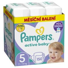 Pampers Active Baby Pleny jednorázové 5 (11-16 kg) 150 ks - MĚSÍČNÍ ZÁSOBA