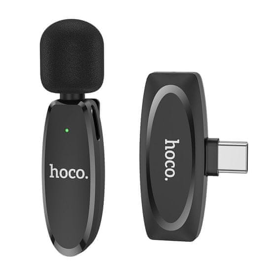 Hoco L15 bezdrátový lavalier mikrofon USB-C, černý