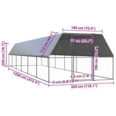 Vidaxl Venkovní klec pro kuřata 3x12x2 m pozinkovaná ocel