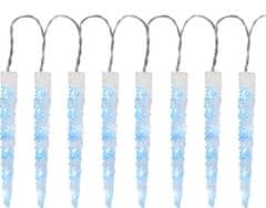 Řetěz MagicHome Christmas Icicle, 65x LED ledově modrá, 8 funkcí, 230 V, 50 Hz, IP44, venkovní, osvě