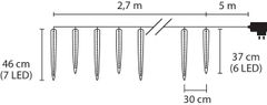 Řetěz MagicHome Christmas Icicle, 65x LED ledově modrá, 8 funkcí, 230 V, 50 Hz, IP44, venkovní, osvě