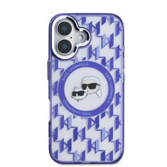 Karl Lagerfeld Zadní kryt IML Monogram K&amp;CH Heads MagSafe pro iPhone 16 Purple