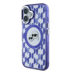 Karl Lagerfeld Zadní kryt IML Monogram K&amp;CH Heads MagSafe pro iPhone 16 Purple