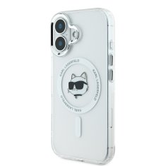 Karl Lagerfeld Zadní kryt IML Choupette Head Metal Frame MagSafe pro iPhone 16 Transparent