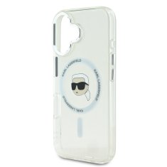 Karl Lagerfeld Zadní kryt IML Karl Head Metal Frame MagSafe pro iPhone 16 Transparent