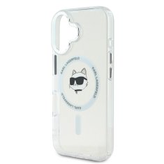 Karl Lagerfeld Zadní kryt IML Choupette Head Metal Frame MagSafe pro iPhone 16 Transparent