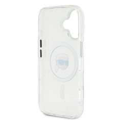 Karl Lagerfeld Zadní kryt IML Karl Head Metal Frame MagSafe pro iPhone 16 Transparent