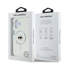 Karl Lagerfeld Zadní kryt IML Karl Head Metal Frame MagSafe pro iPhone 16 Transparent