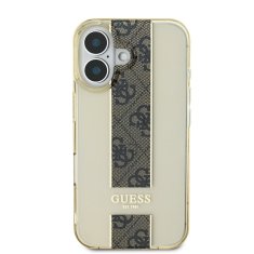 Guess Zadní kryt IML Middle 4G Stripe pro iPhone 16 Brown