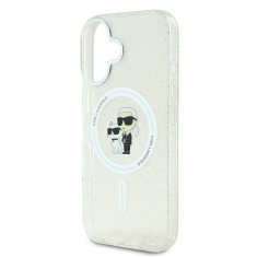 Karl Lagerfeld Zadní kryt IML Glitter Karl and Choupette MagSafe pro iPhone 16 Transparent