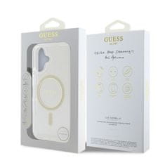 Guess Zadní kryt IML Glitter Ring MagSafe pro iPhone 16 Transparent