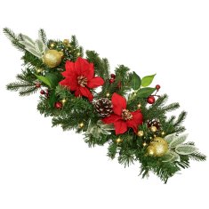 Dommio Girlanda s červenou poinsetií 10×LED 60x25 cm