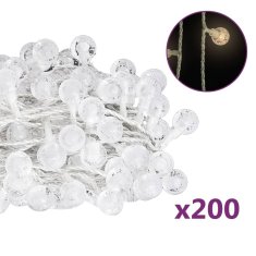 Vidaxl Světelný řetěz kulaté žárovky 20 m 200 LED teplý bílý 8 funkcí