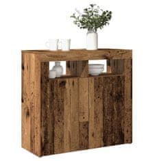 shumee vidaXL Příborník s LED old wood 80 x 35 x 75 cm kompozitní dřevo