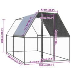 Vidaxl Venkovní klec pro kuřata 2 x 4 x 2 m pozinkovaná ocel