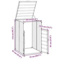 Vidaxl Box na 1 popelnici hnědý 72 x 81 x 115 cm ocel