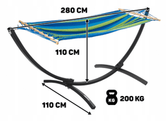 Keltin Zahradní houpací síť s kovovým stojanem a dřevěným stabilizátorem, 200 x 100 cm, 200 kg K02392