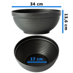 EDANTI 3X Plastový Květináč 26/30/34 Cm Hrnec Pot Mísa Pro Dům, Zahradu Grafitové