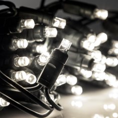 AUR  Venkovní LED řetěz 10m-100led, 8 programů, časovač, propojovatelný - STUDENÁ BÍLÁ