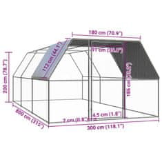 Vidaxl Klec pro kuřata 3 x 8 x 2 m pozinkovaná ocel