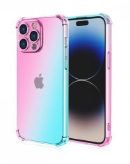 TopQ Kryt iPhone 15 Pro Max Shock duhový mentolovo-růžový 99707