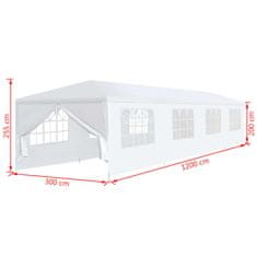 Vidaxl Zahradní party stan 3x12 m bílý