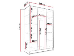 Veneti Vysoká šatní skříň 150 cm SHEELA 1 - kašmír / zlatá