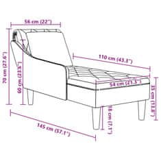 Vidaxl Lenoška s polštářem a područkou na pravé straně černá samet