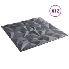 Vidaxl Nástěnné panely 12 ks šedé 50 x 50 cm XPS 3 m² ametyst