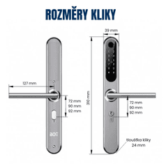 BOT BOT Chytrá klika Tuya H1 90 mm stříbrná