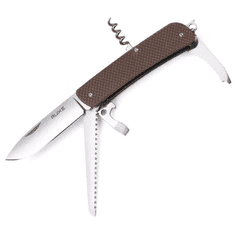 Ruike L32-N Brown multifunkční nůž 8,5 cm, hnědá, G10, 13 funkcí 