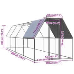 Vidaxl Venkovní klec pro kuřata 2 x 8 x 2 m pozinkovaná ocel