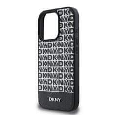 DKNY Zadní kryt PU Leather Repeat Pattern Bottom Stripe MagSafe pro iPhone 16 Pro Max Black