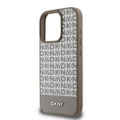 DKNY Zadní kryt PU Leather Repeat Pattern Bottom Stripe MagSafe pro iPhone 16 Pro Max Brown