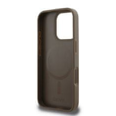 DKNY Zadní kryt PU Leather Repeat Pattern Bottom Stripe MagSafe pro iPhone 16 Pro Brown