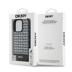 DKNY Zadní kryt PU Leather Repeat Pattern Bottom Stripe MagSafe pro iPhone 16 Pro Max Black