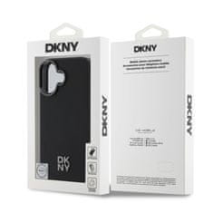 DKNY Zadní kryt PU Leather Stack Logo Magsafe pro iPhone 16 Black