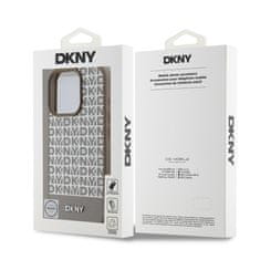 DKNY Zadní kryt PU Leather Repeat Pattern Bottom Stripe MagSafe pro iPhone 16 Pro Brown