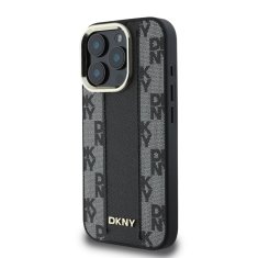 DKNY Zadní kryt PU Leather Checkered Pattern Magsafe pro iPhone 16 Pro Max Black