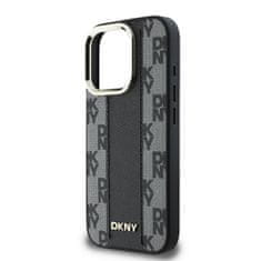 DKNY Zadní kryt PU Leather Checkered Pattern Magsafe pro iPhone 16 Pro Black