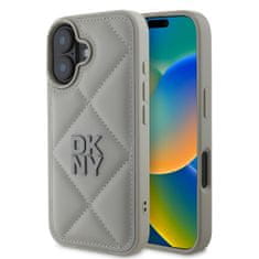 DKNY Zadní kryt PU Leather Quilted Stack Logo pro iPhone 16 Grey