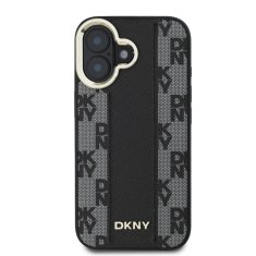 DKNY Zadní kryt PU Leather Checkered Pattern Magsafe pro iPhone 16 Black