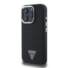 Guess Zadní kryt PU Grained Triangle Logo pro iPhone 16 Pro Black