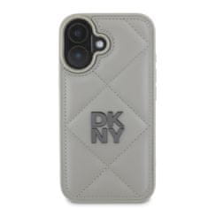 DKNY Zadní kryt PU Leather Quilted Stack Logo pro iPhone 16 Grey