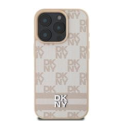 DKNY Zadní kryt PU Leather Checkered Pattern and Stripe pro iPhone 16 Pro Max Pink