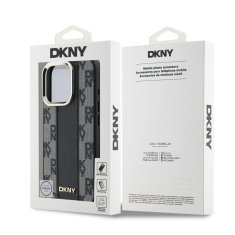 DKNY Zadní kryt PU Leather Checkered Pattern Magsafe pro iPhone 16 Pro Black