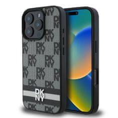 DKNY Zadní kryt PU Leather Checkered Pattern and Stripe pro iPhone 16 Pro Black