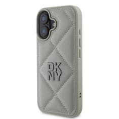 DKNY Zadní kryt PU Leather Quilted Stack Logo pro iPhone 16 Grey