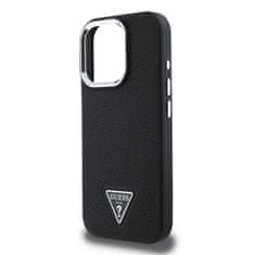 Guess Zadní kryt PU Grained Triangle Logo pro iPhone 16 Pro Black